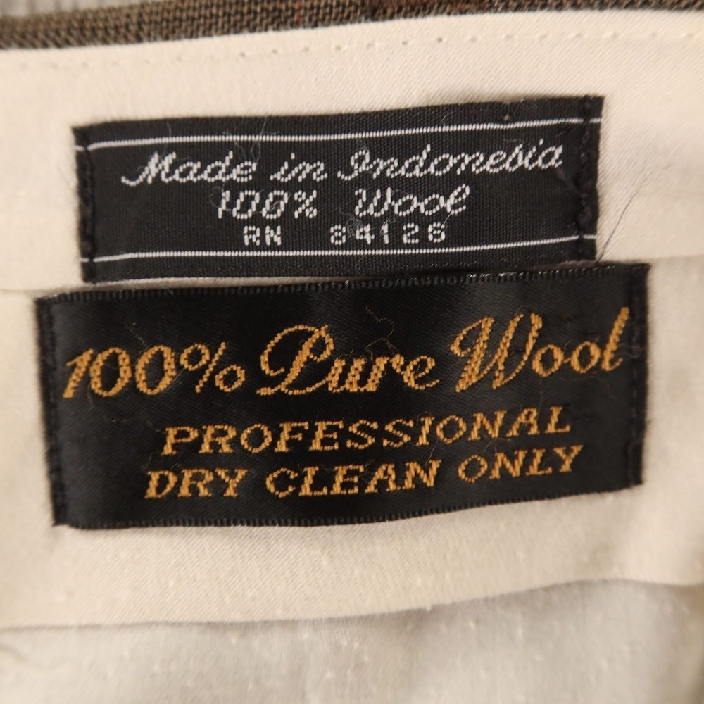 VTG Pants Mens 36x30 Brown Prince of Wales Check 100% Wool Pleated Slacks - Picture 4 of 8